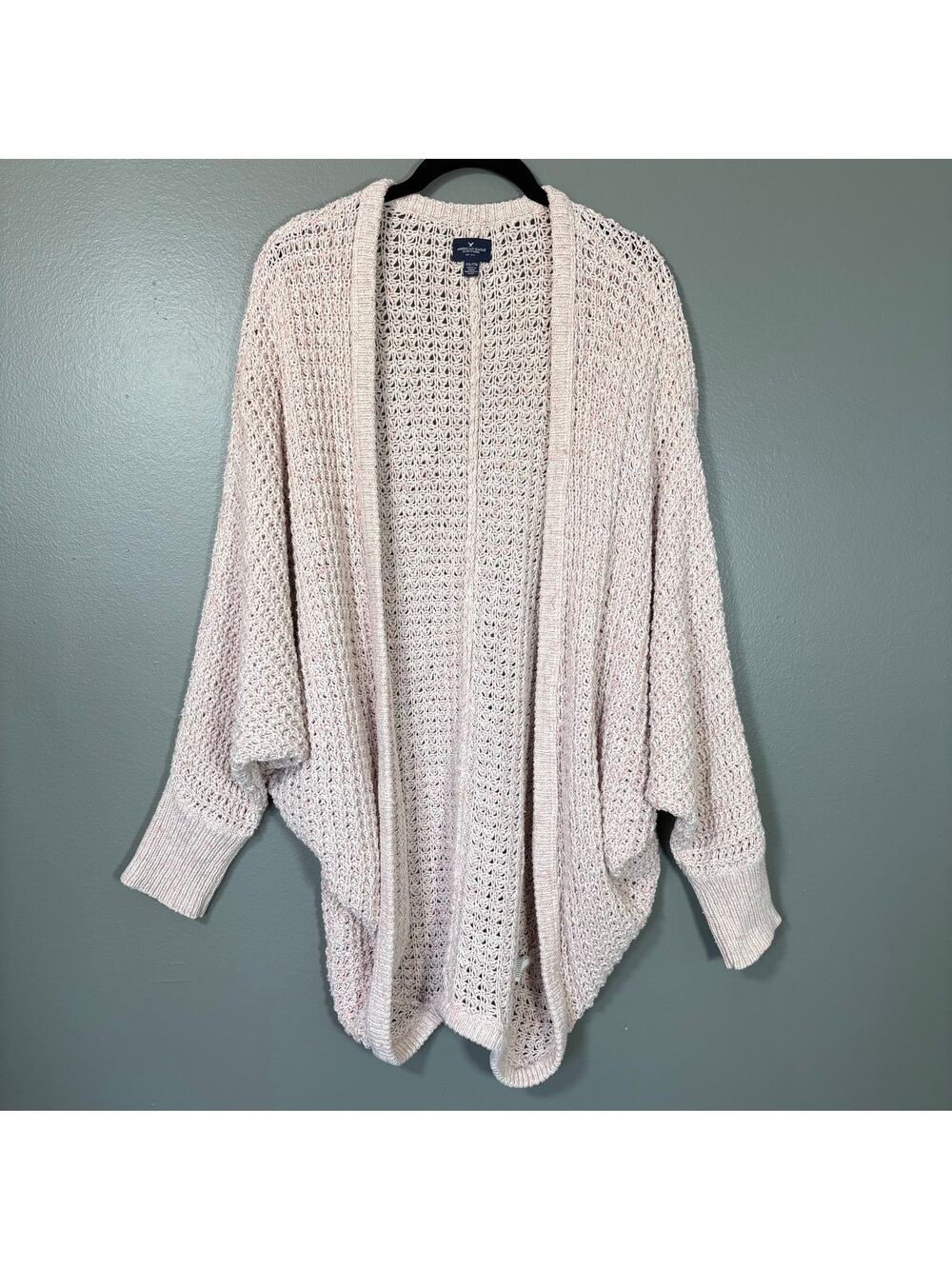 American Eagle Pale Pink Oversized Dolman Open Knit Cardigan - Size XXL - Chunky